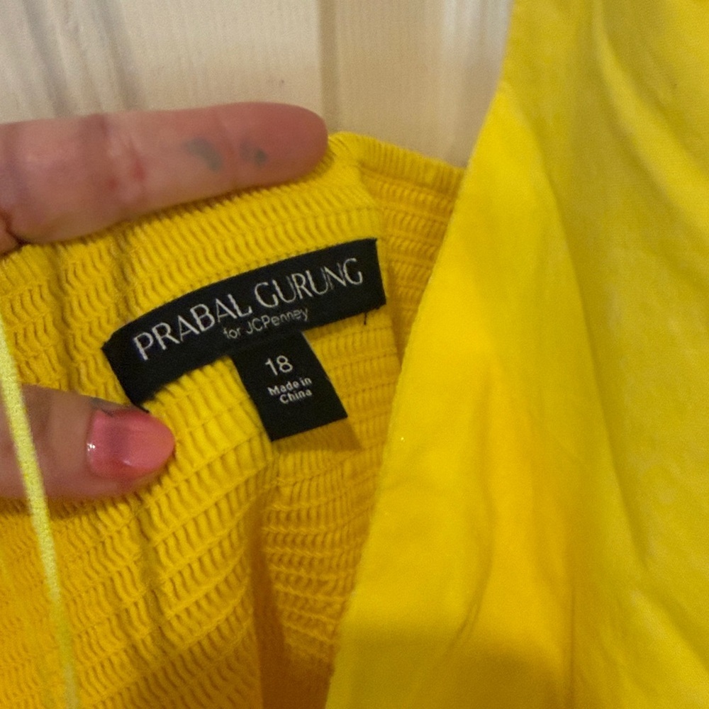 Prabal Gurung for JC Penny yellow tiered halter maxi dress, size 18 - Picture 5 of 10